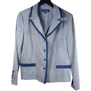 VTG Perceptions Petite Blazer 14P Brown Tan Herringbone Career Suit Jacket Work